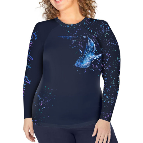 Spacefish Army Whale Shark Wonderland Women's Long Sleeve Rashguard X-Large