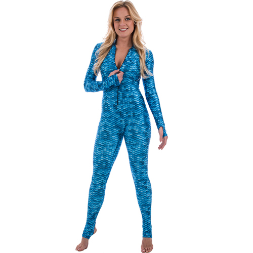 SlipIns DiveSkins/SurfSkins Aqua Mermaid Front Zipper Women's X-Small