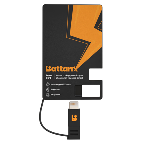 Battarix C30 SOS Charge Card with USB-C and iPhone Cable Multi-Pack