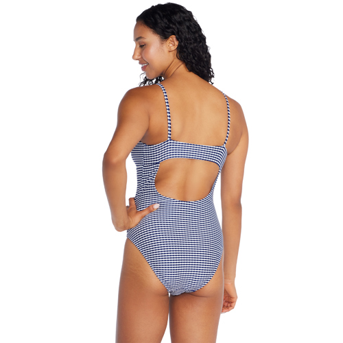 Speedo Texture Stripe Bandeau One Piece Women Cerulean Blue 12
