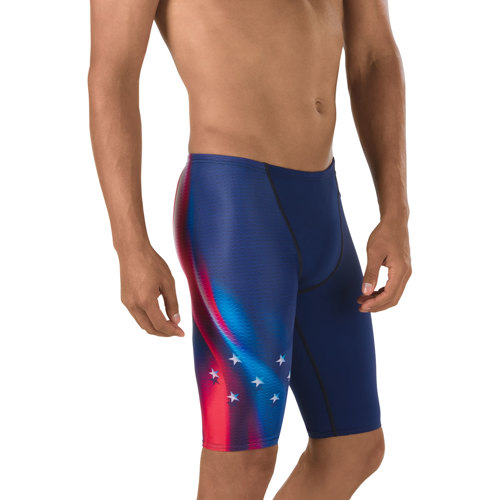 Speedo Men's Warp Jammer, Red, Bright and Blue
