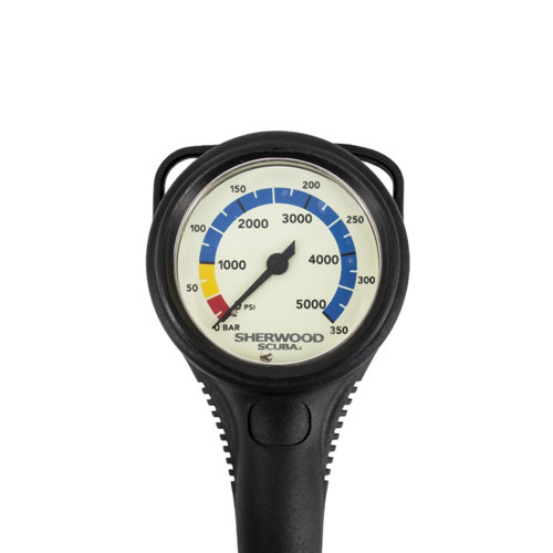 Sherwood Scuba 2" Brass Pressure Gauge Console with hose and boot