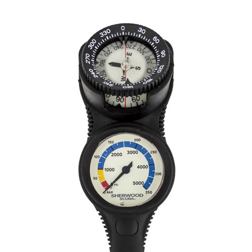 Sherwood Scuba 2" Brass Dual Scale Pressure Gauge with Compass