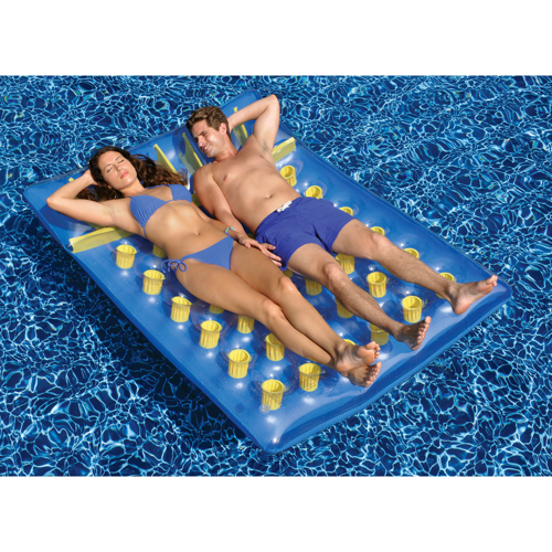 Swimline 36 Pocket Inflatable Dual Mattress, Blue/Yellow