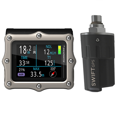 Shearwater Perdix 3 Dive Computer with Swift GPS Transmitter Combo, Silver