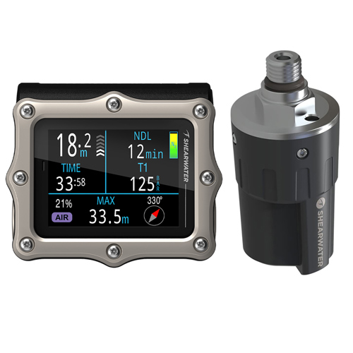Shearwater Perdix 3 Dive Computer with Swift Smart AI Transmitter Combo, Silver