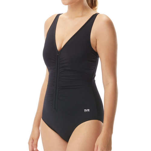 TYR Solid V-Neck Zip Controlfit Swimsuit for Women