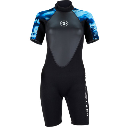 Aqualung 3mm Hydroflex Women's Shorty Wetsuit Large Black/Blue