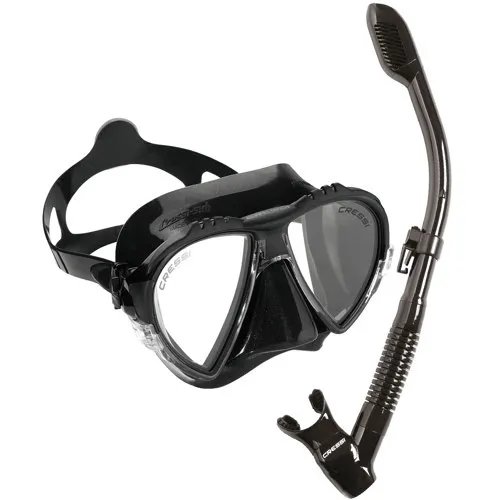 Masque Et Tuba CRESSI Horizon+Scilla - 4 Verres Trempés - Tuba Dry - Snorkeling Et Plongée - Champ De Vision Large