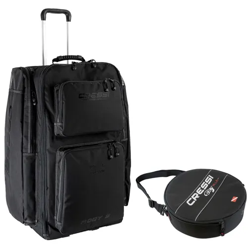 Cressi Moby 5 Black Bag with Wheels & 360-Degree Regulator Bag
