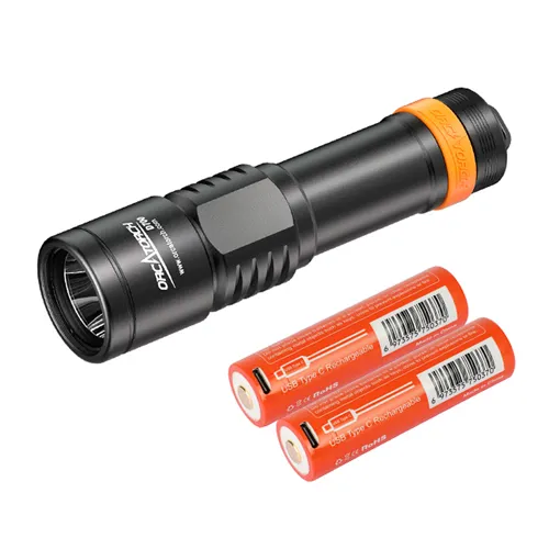Orcatorch D700 1700 Lumens Dive Light with 2 Batteries D700+2PC