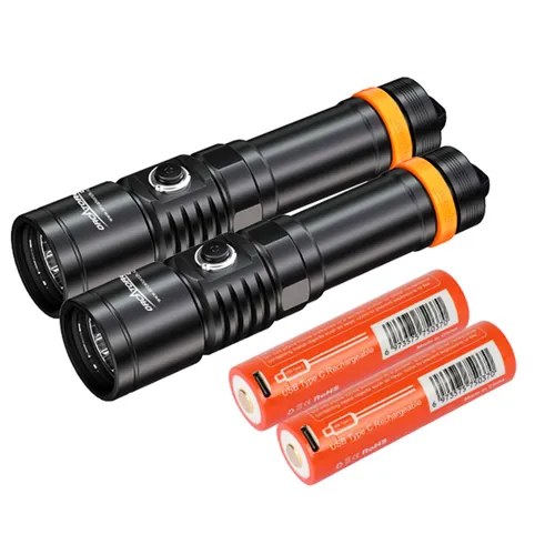 OrcaTorch D710 3000 Lumens Dive Light - 2 Pack PCKBLRD710 - Scuba