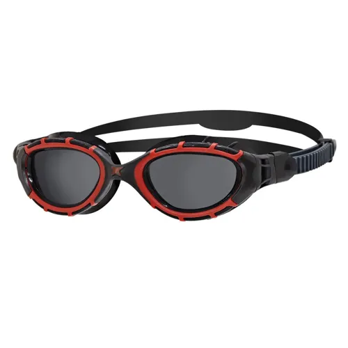 Zoggs Predator Flex Polarized Smoke Lens Swim Goggles Black/Red Regular