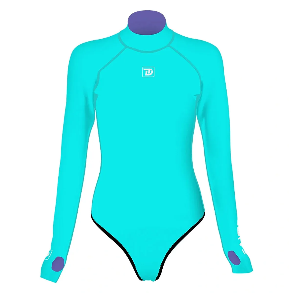 Trudive Openback Womens Long Sleeve Cheeky Bikini Cut Wetsuit Tiffany Blue Medium