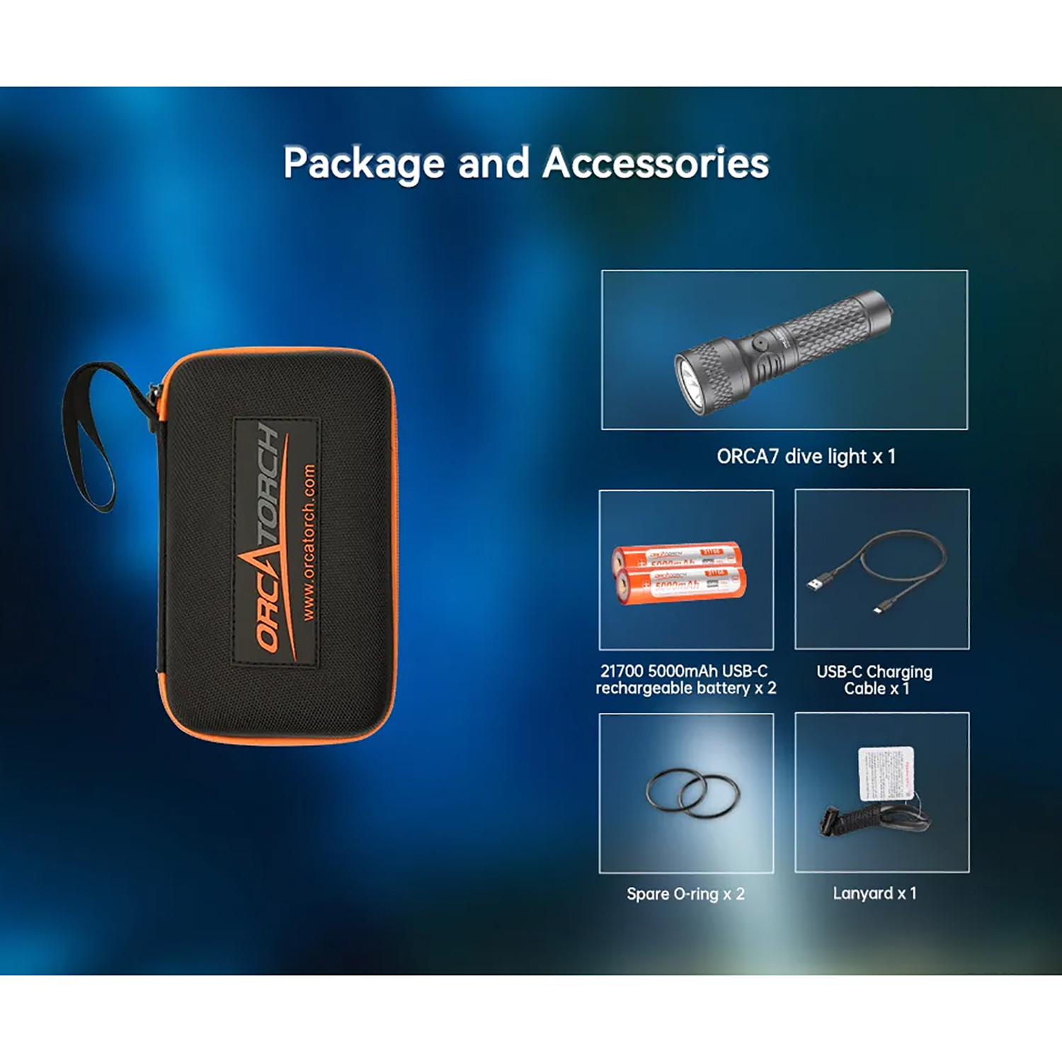 OrcaTorch Orca7 3000 Lumens Dive Light