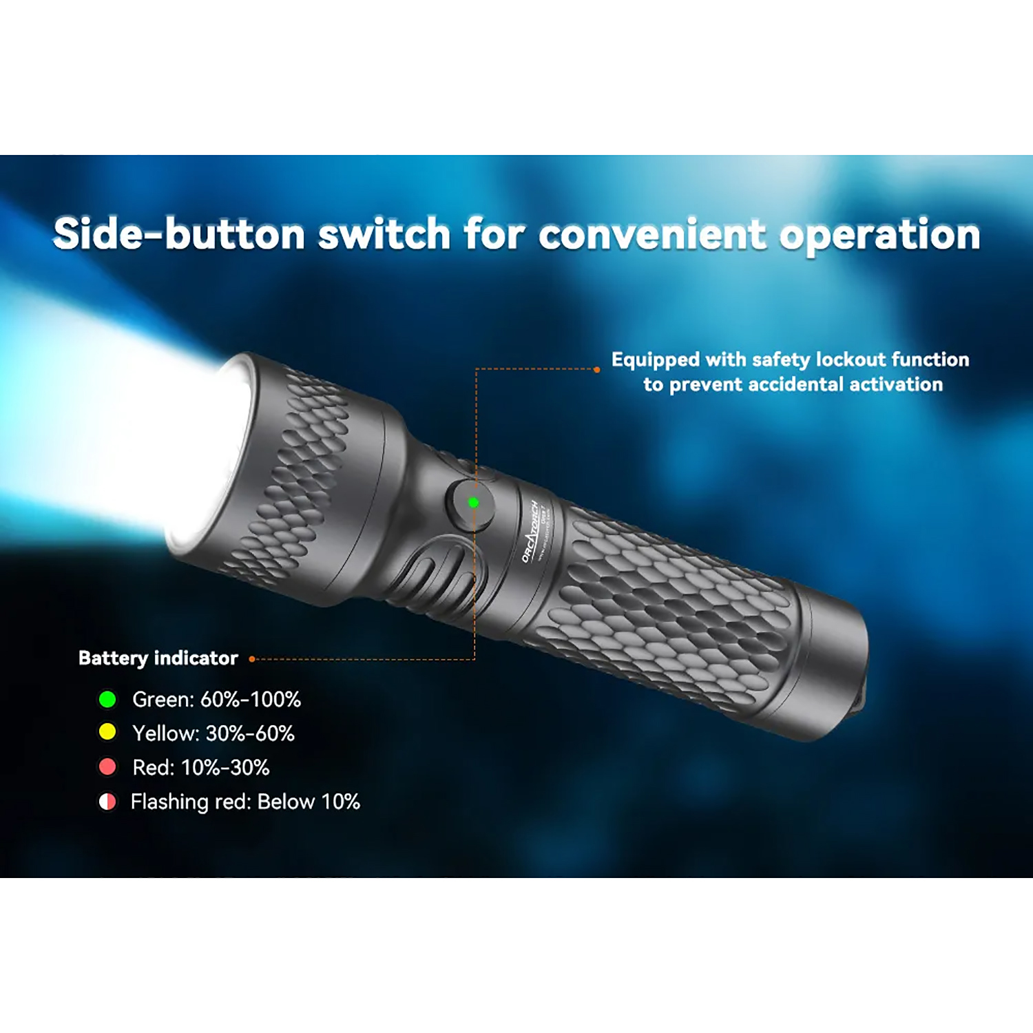 OrcaTorch Orca7 3000 Lumens Dive Light