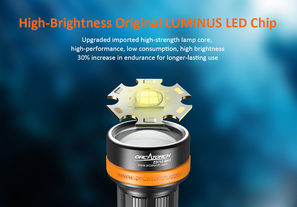OrcaTorch ZD710 Zoomable Dive Light Chip
