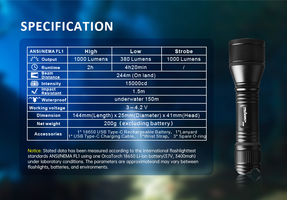 Orca Torch D550 Dive Light