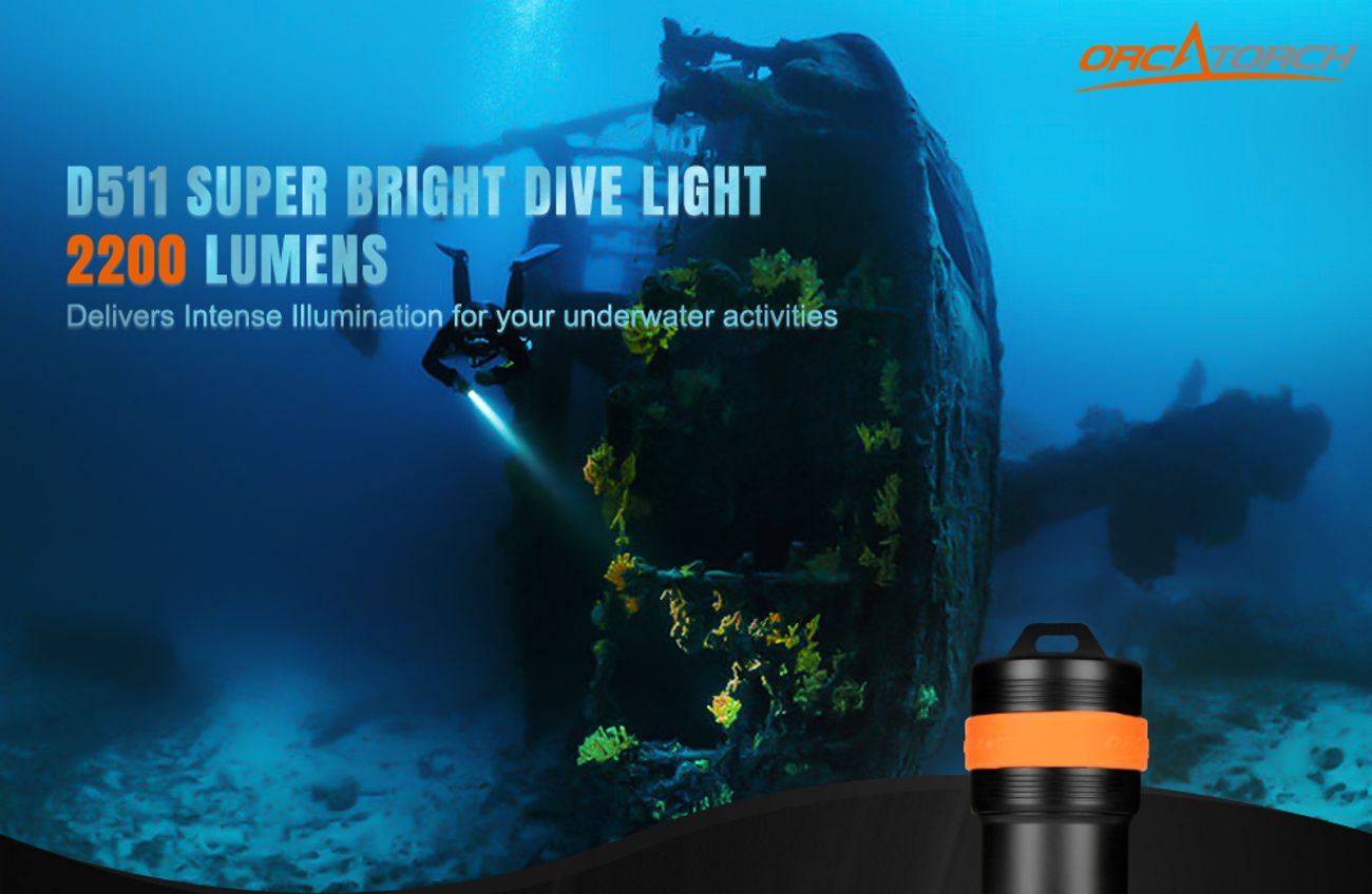 OrcaTorch D511, 2200 Lumen Technical Dive Light