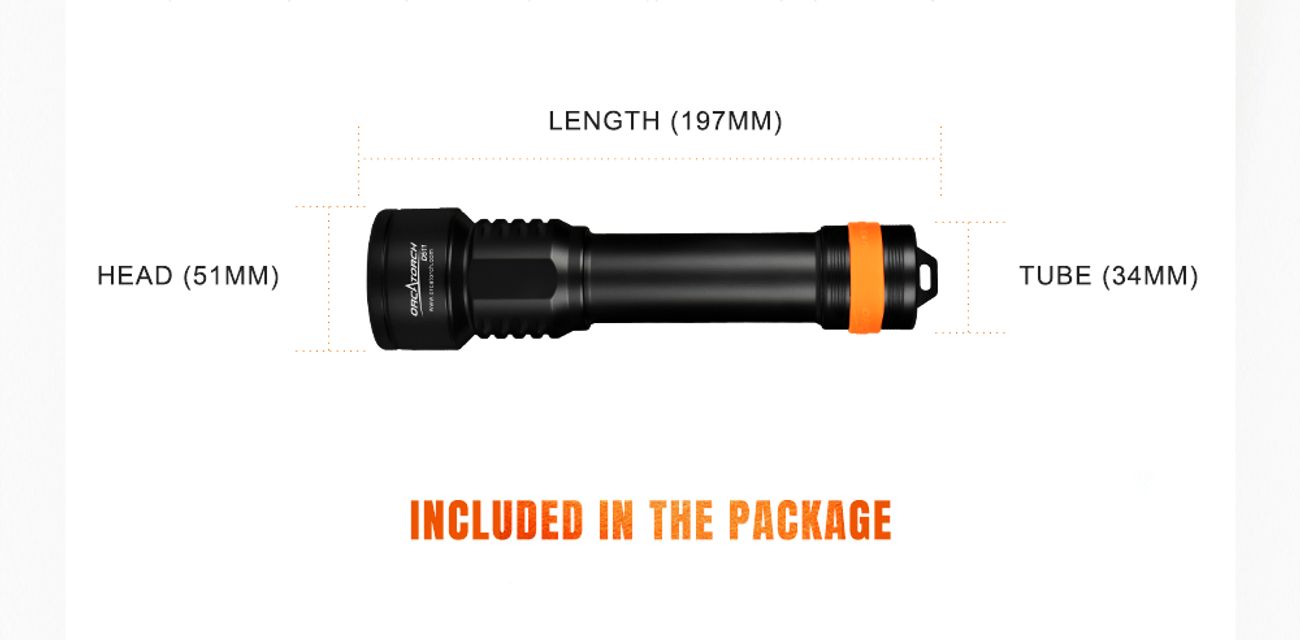 OrcaTorch D511, 2200 Lumen Technical Dive Light