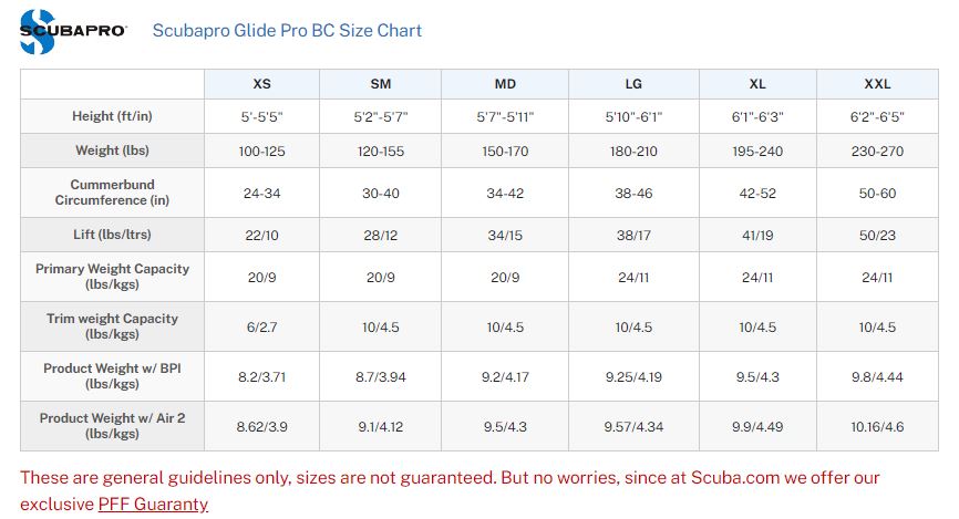 Scubapro Glide BC size