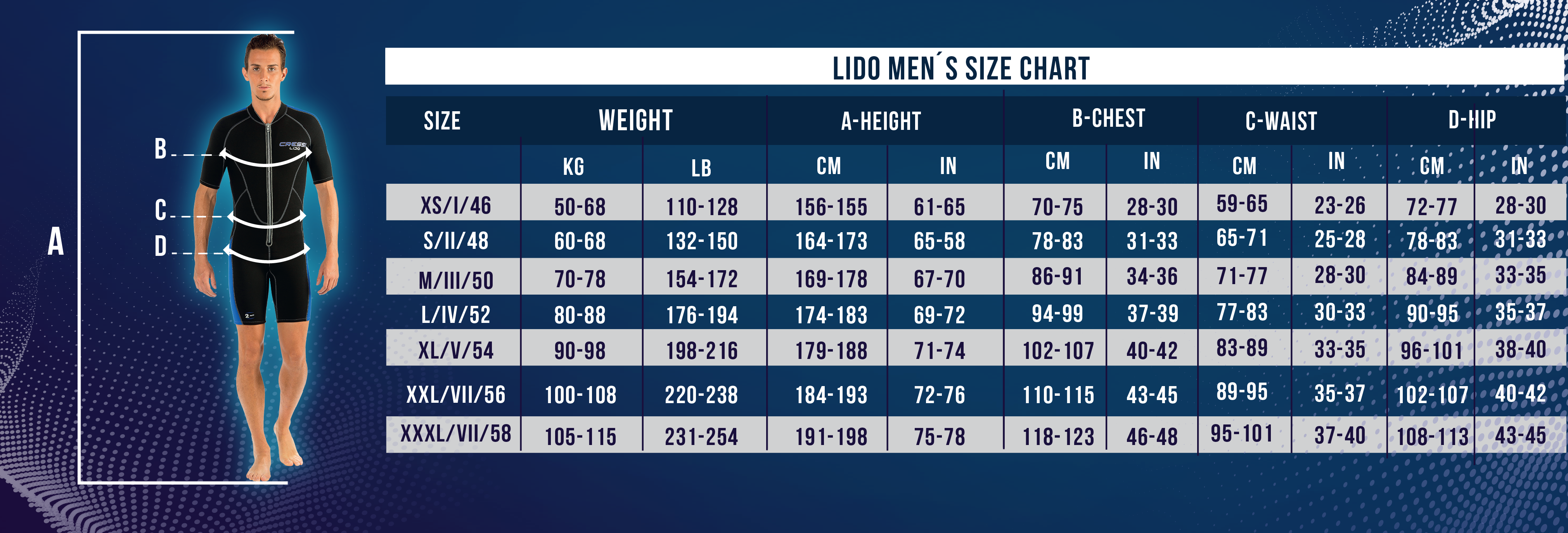 Cressi Lido Mens Size Chart