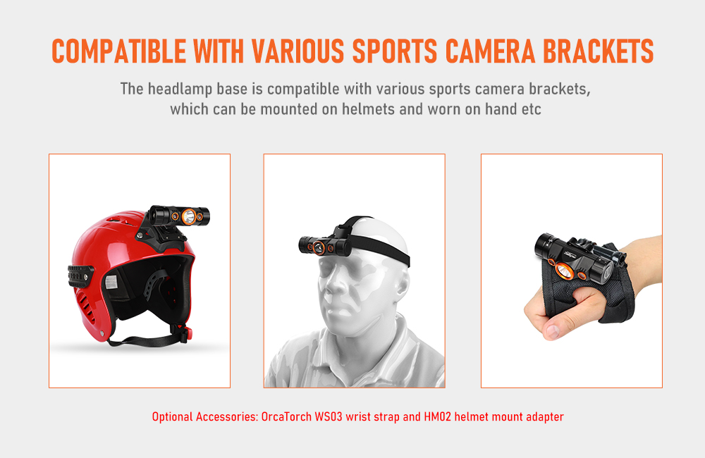 Compatible with various sports camera brackets.