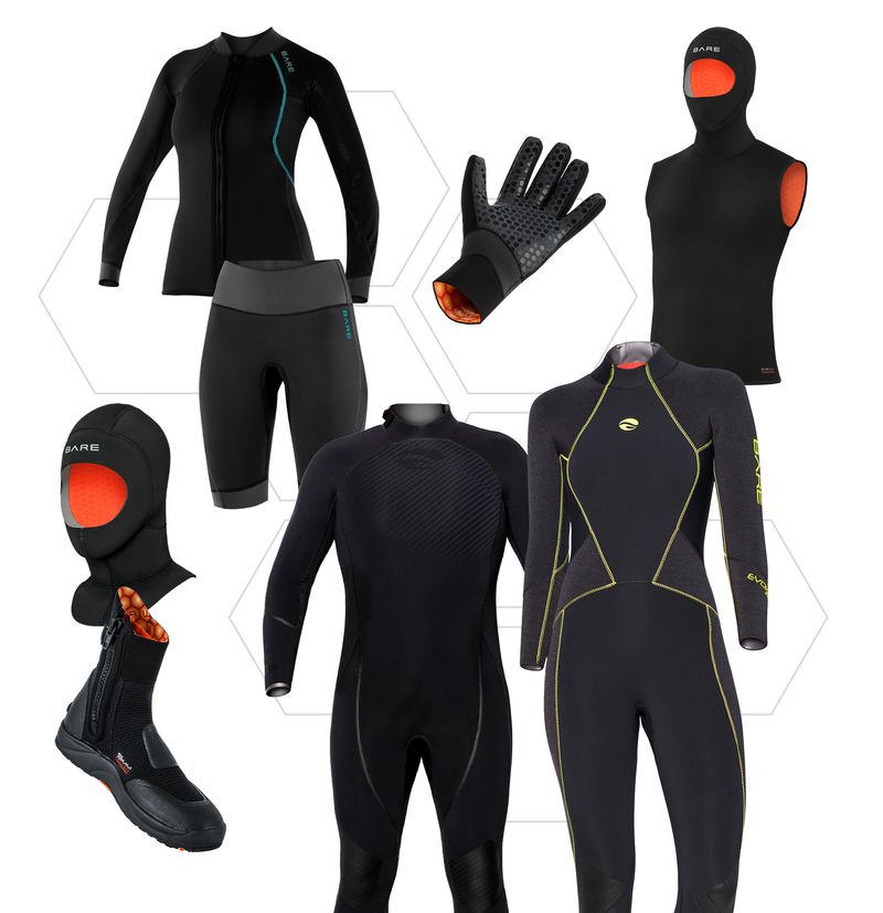 Bare Reactive and Evoke Wetsuits - The right insulation and comfort for all of your dives.