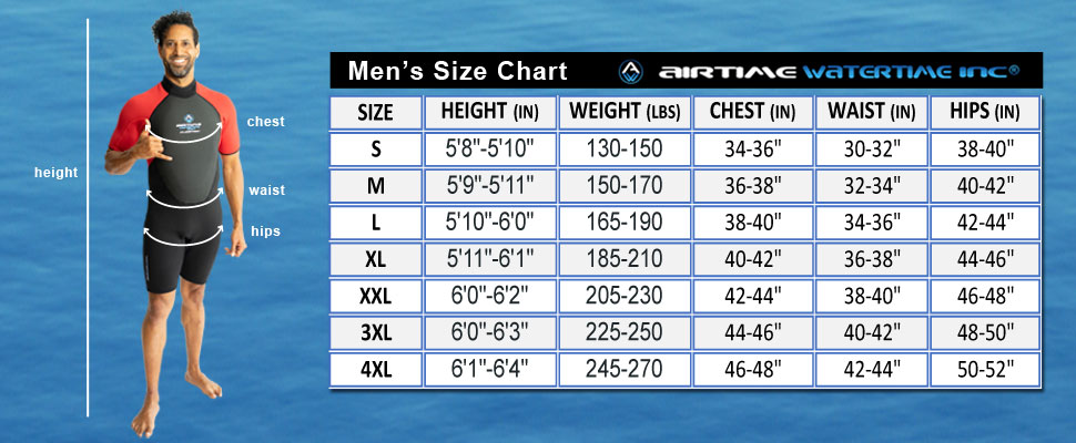 Airtime Watertime Womens Wetsuit Size Chart
