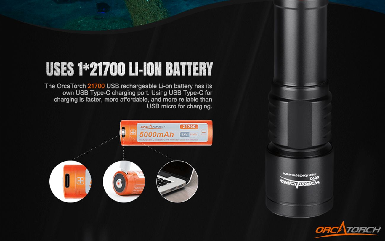 OrcaTorch D700, 1700 Lumen Dive Light