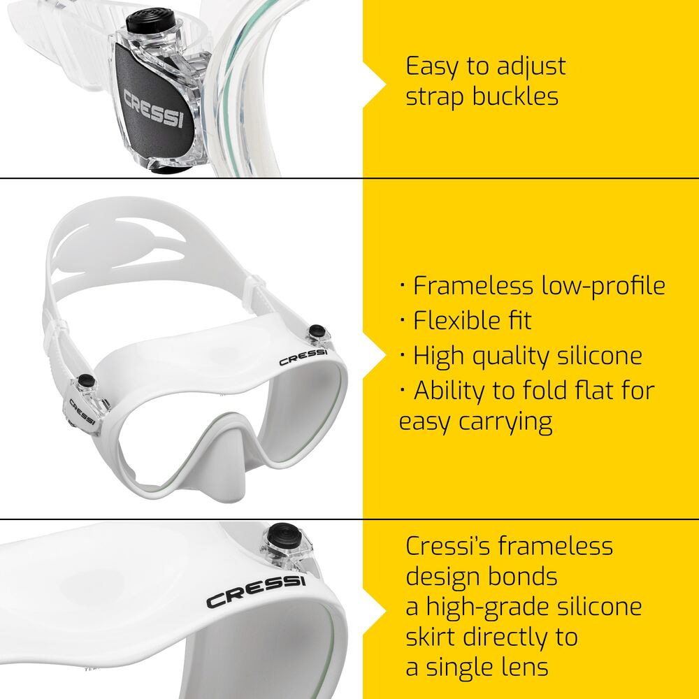 Cressi Single Lens Frameless Scuba Mask for Good Visibility - F-Dual:  Designed in Italy