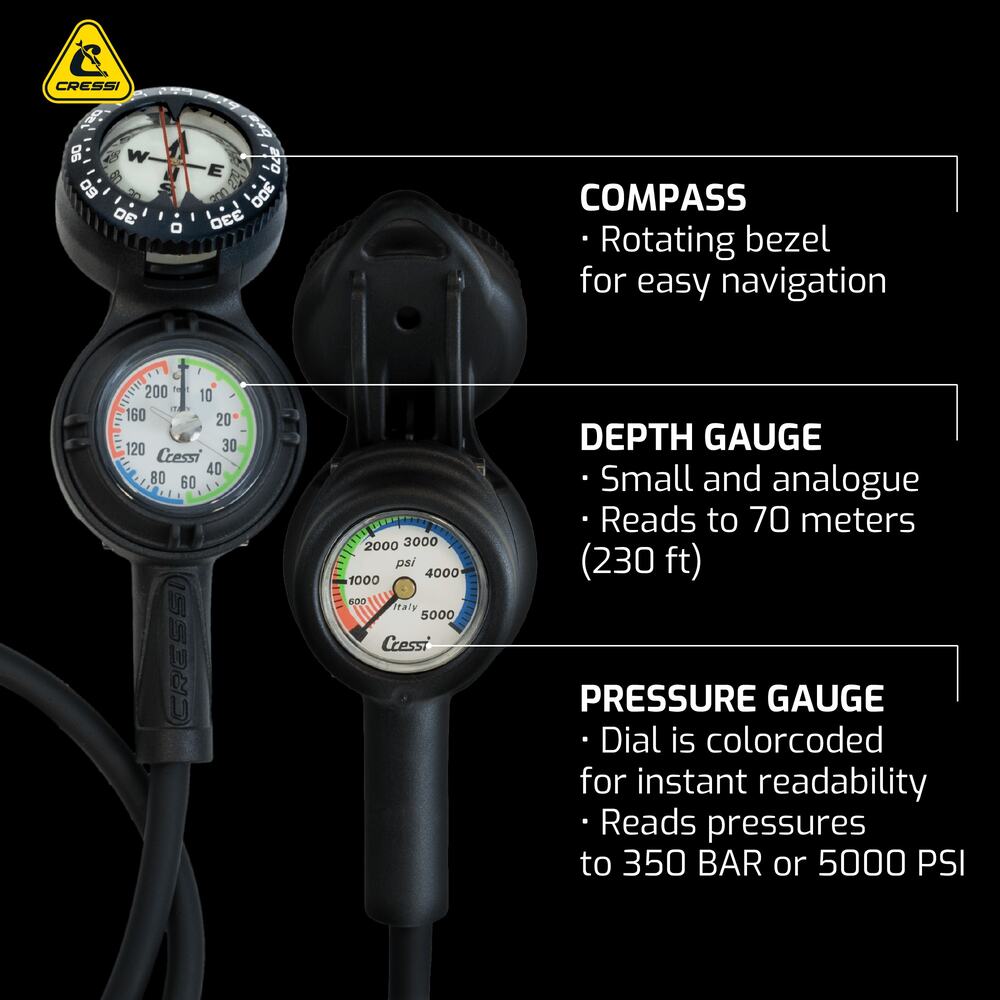 Cressi Console CPD3 Analogic Depth & Pressure Gauge KC764480 Scuba