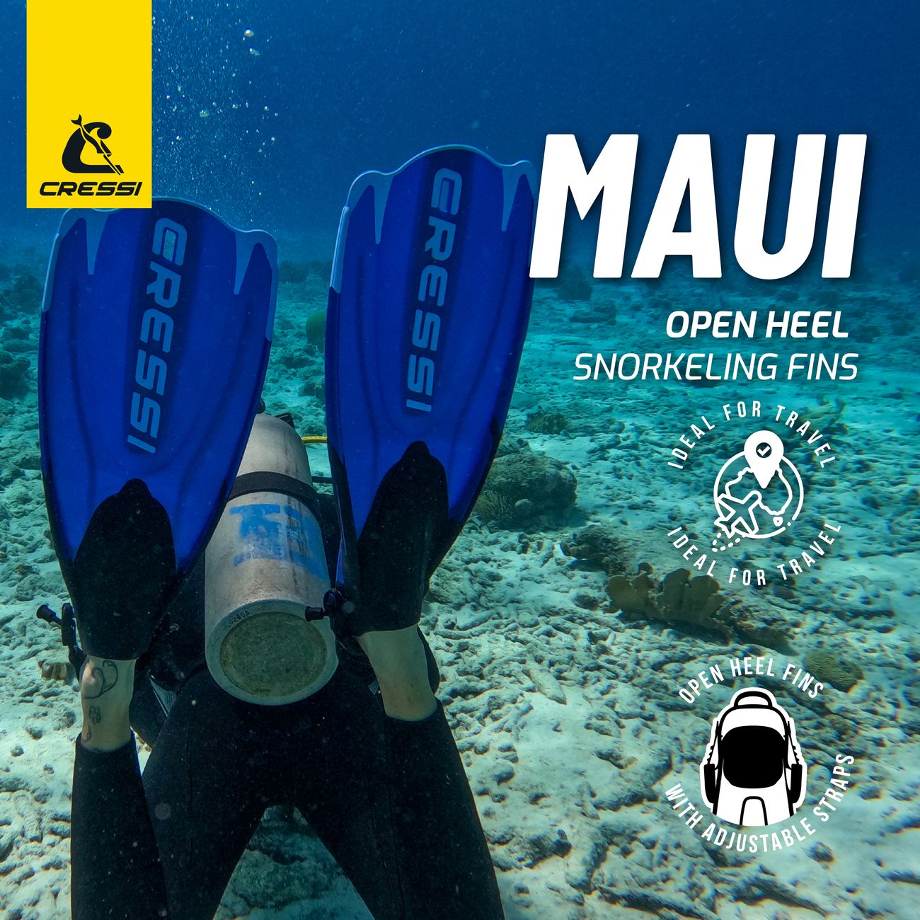 Cressi Maui Open Heel Snorkeling Fins