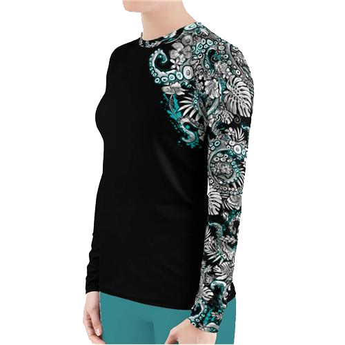 Spacefish Army Electric Blue Octofloral Contour Rashguard