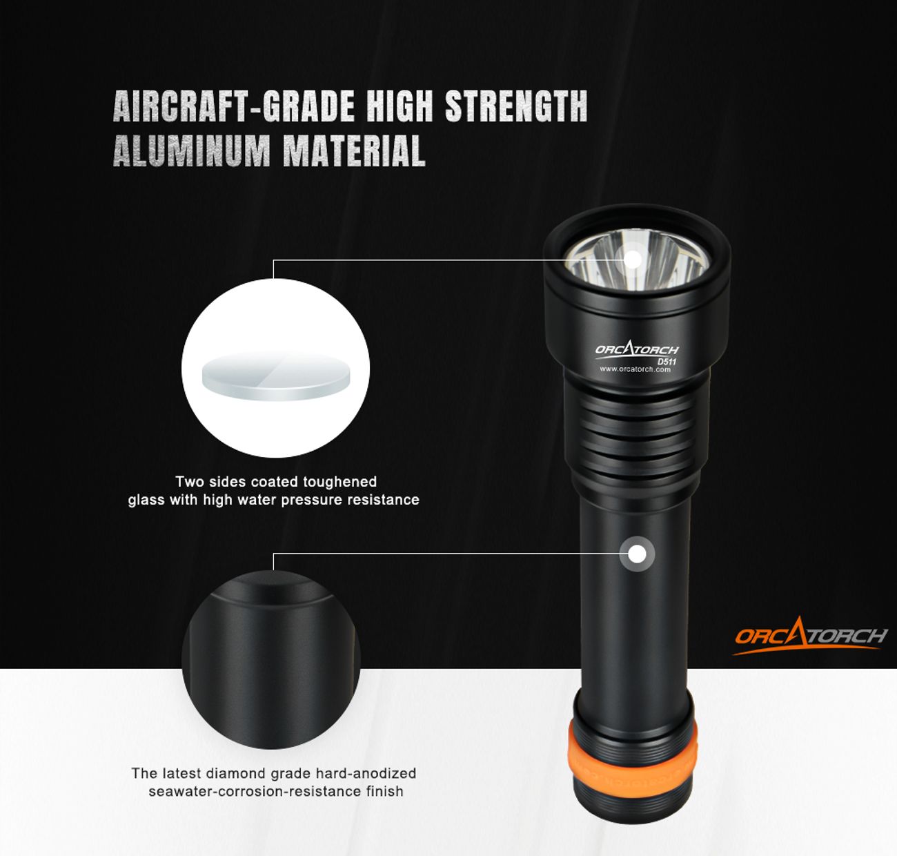OrcaTorch D511, 2200 Lumen Technical Dive Light