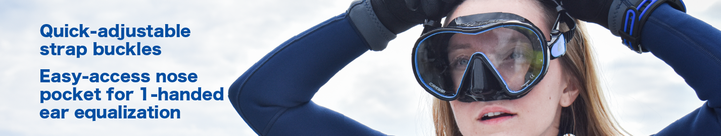 Cressi F-Dual Frameless Mask Quick Adjustable Strap Buckles Easy Access Nose Pocket 1-Handed Ear Equalization