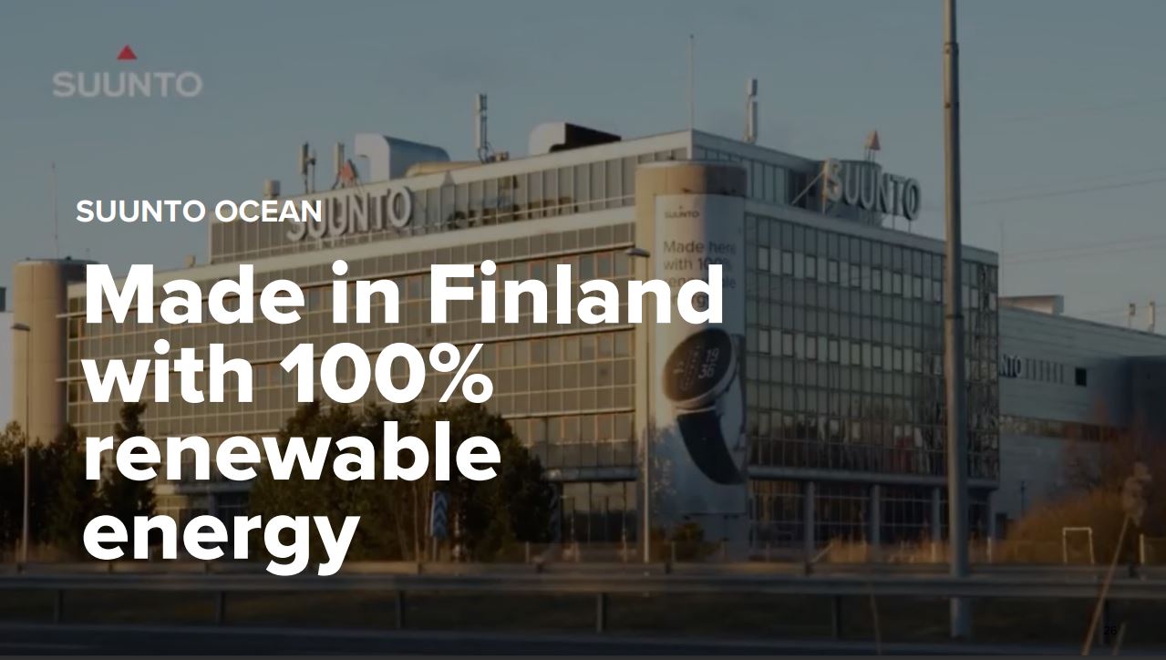 Made in Finland with 100% renewable energy