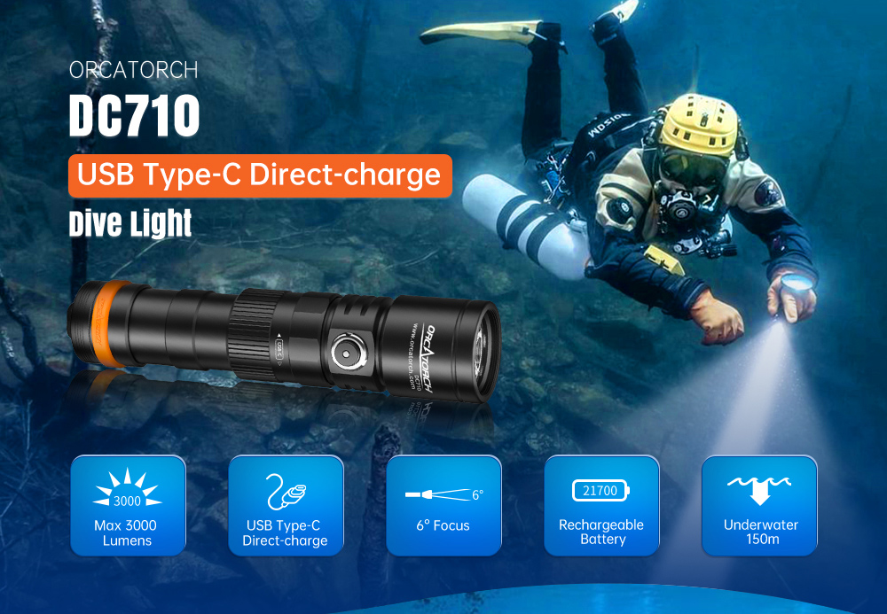 OcraTorch DC710 USB Dive Light