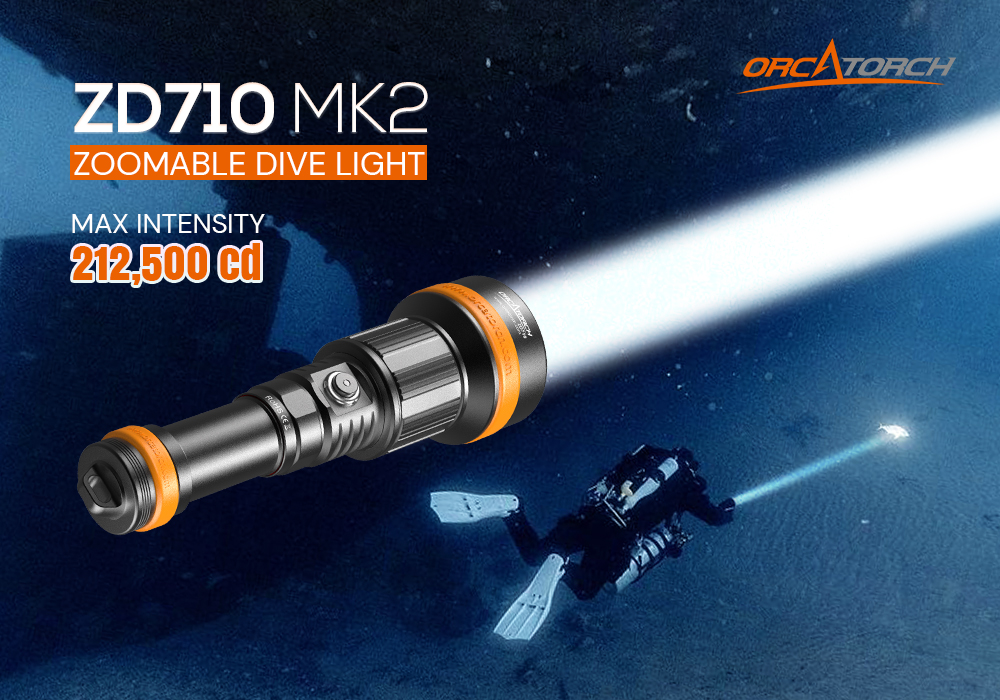 OrcaTorch ZD710 Zoomable Dive Light