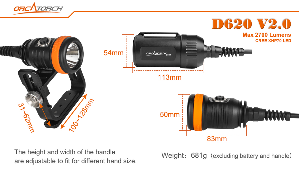 OrcaTorch D620 2700 Lumens Canister Light