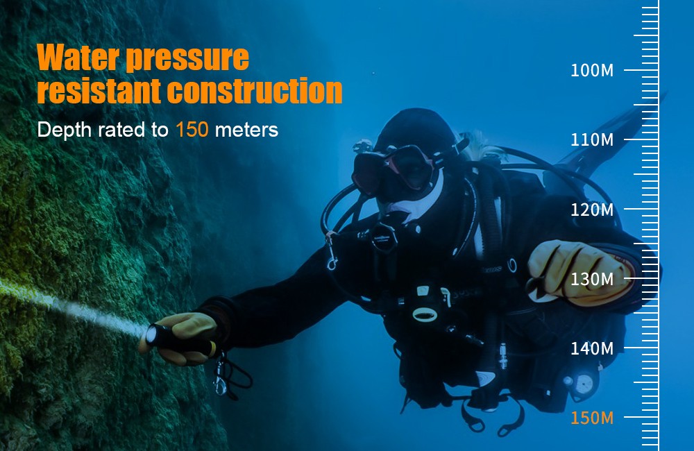 Depth rated to 150 meters