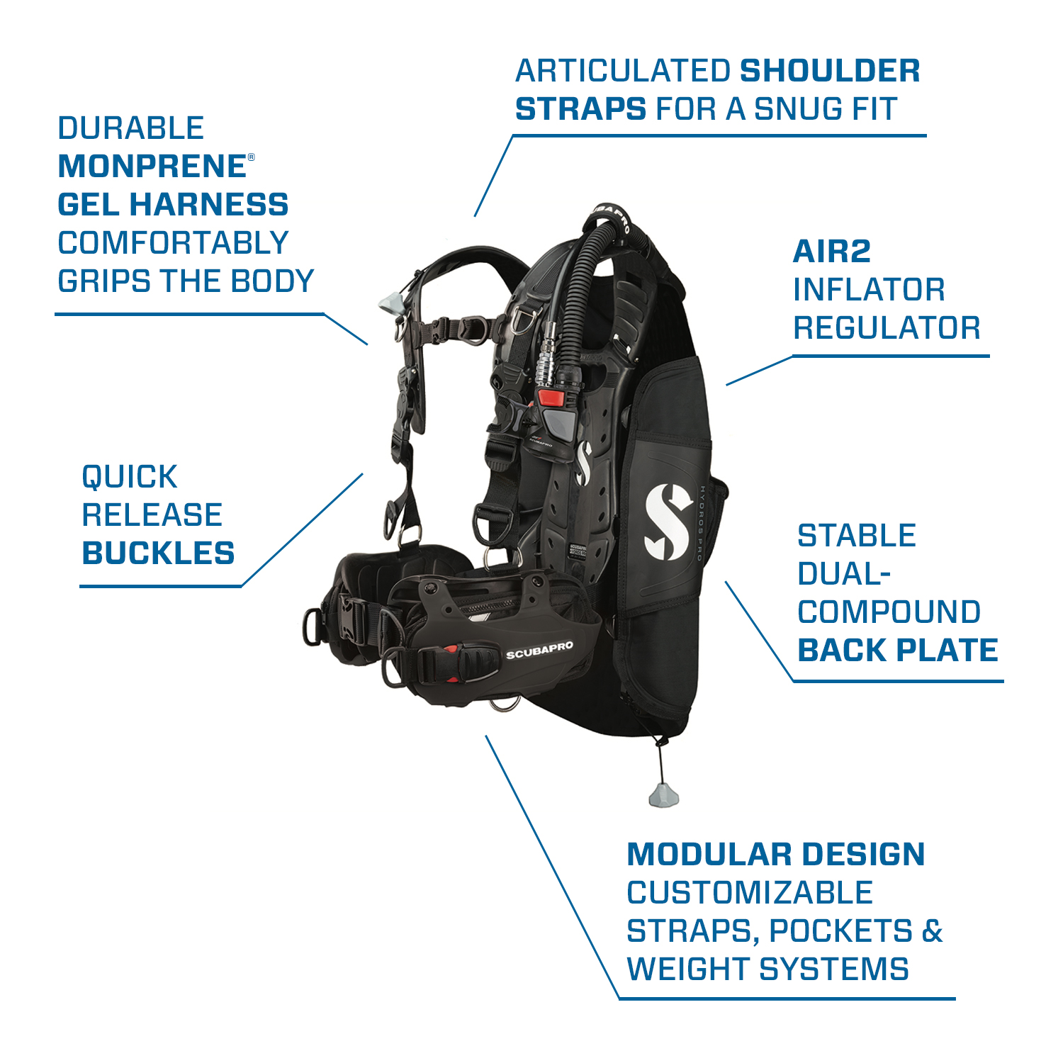 Scubapro Hydros Pro Men's BCD w/Air 2 - Scuba Scubapro Hydros Pro Men's BCD w/Air 2 - Scuba