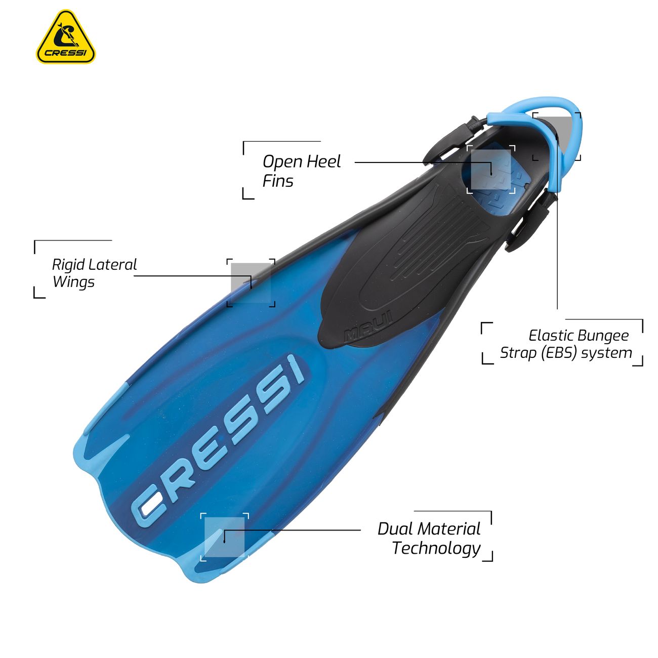 Cressi Maui Open Heel Snorkeling Fins
