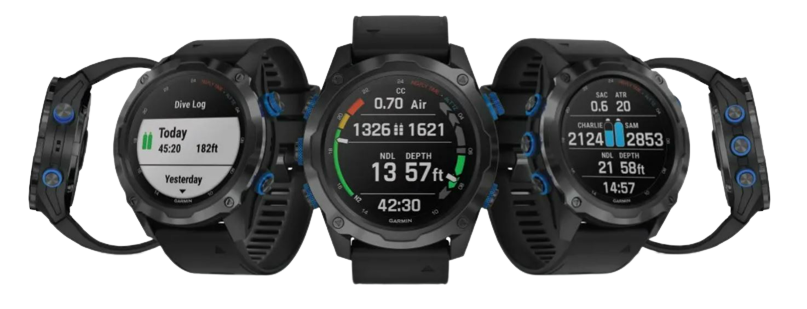 Stay in the water longer with up to 25 hours in dive mode, 21 days in smartwatch mode and 26 hours in GPS mode.