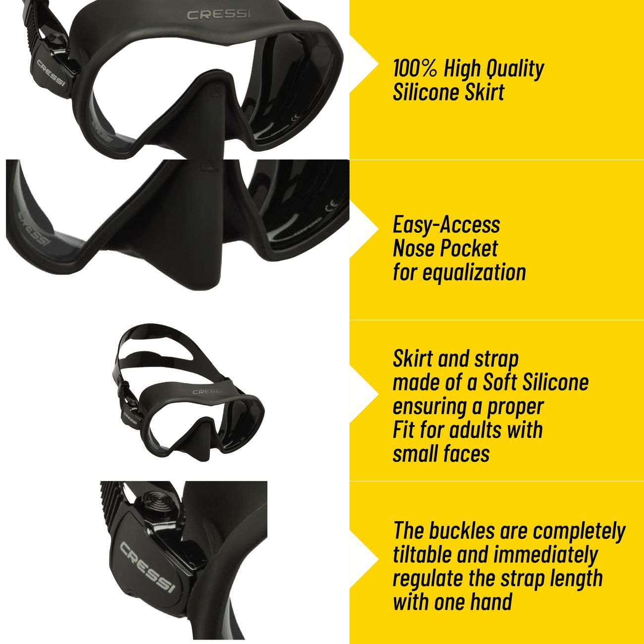 Cressi ZS1 Frameless Mask - Black