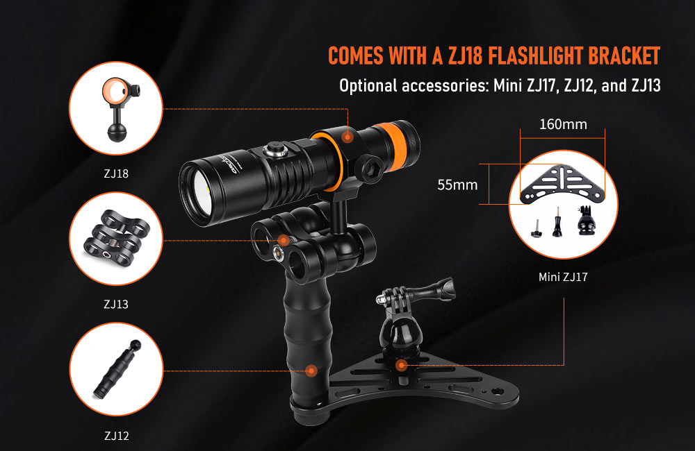Comes with ZJ18 Flashlight Bracket