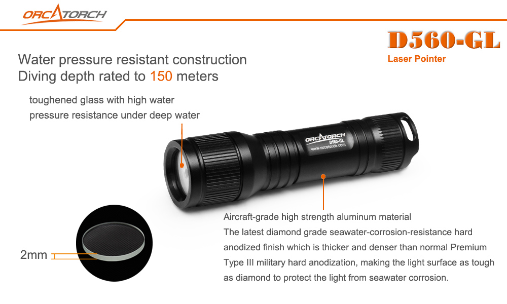 OrcaTorch D560-GL Green Laser
