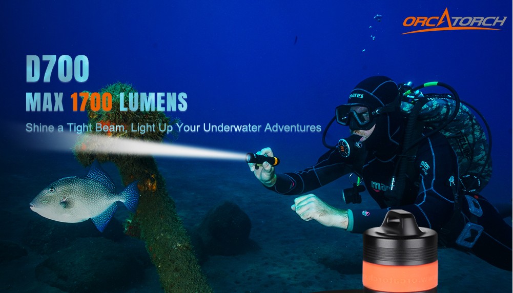 OrcaTorch D700, 1700 Lumen Dive Light