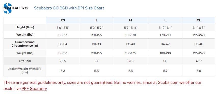Scubapro Go BCD with BPI