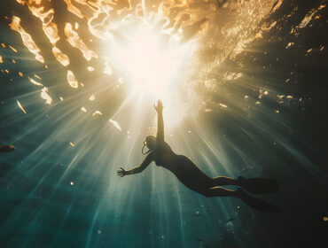 Drift Diving; Plunging Into Sunlit Ocean Waters Concept of Adventure